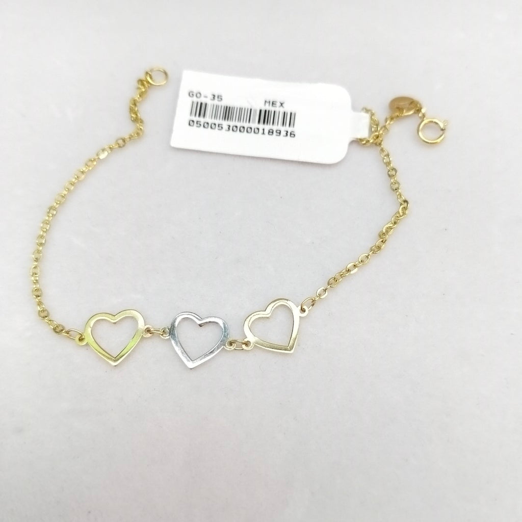 PULSERA ESPECIAL CON CORAZONES 14K 18 CM 1.4 GR (NUEVO)