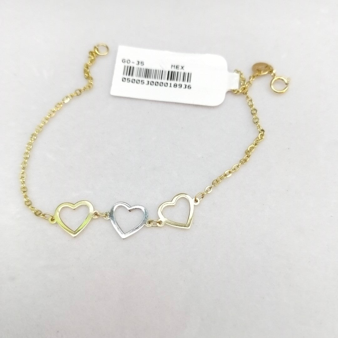 PULSERA ESPECIAL CON CORAZONES 14K 18 CM 1.4 GR (NUEVO)