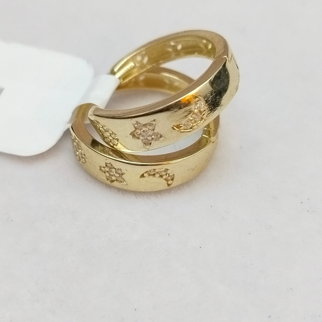 ARETES TEJIDO HUGGIES CON CIRCONIAS 14K 2.9 GR (NUEVO)