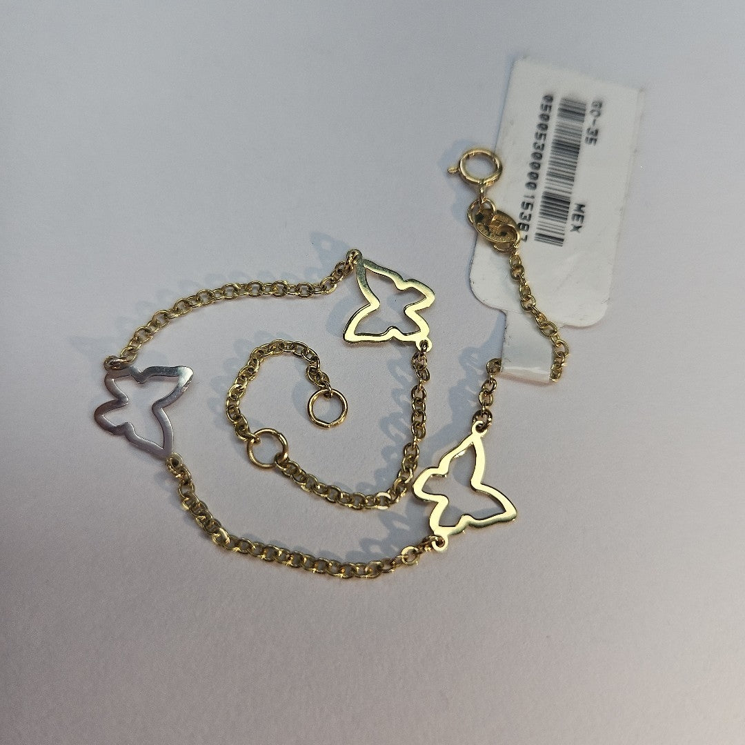 PULSERA ESPECIAL C MARIPOSAS 14K 18 CM 1.7 GR (NUEVO)