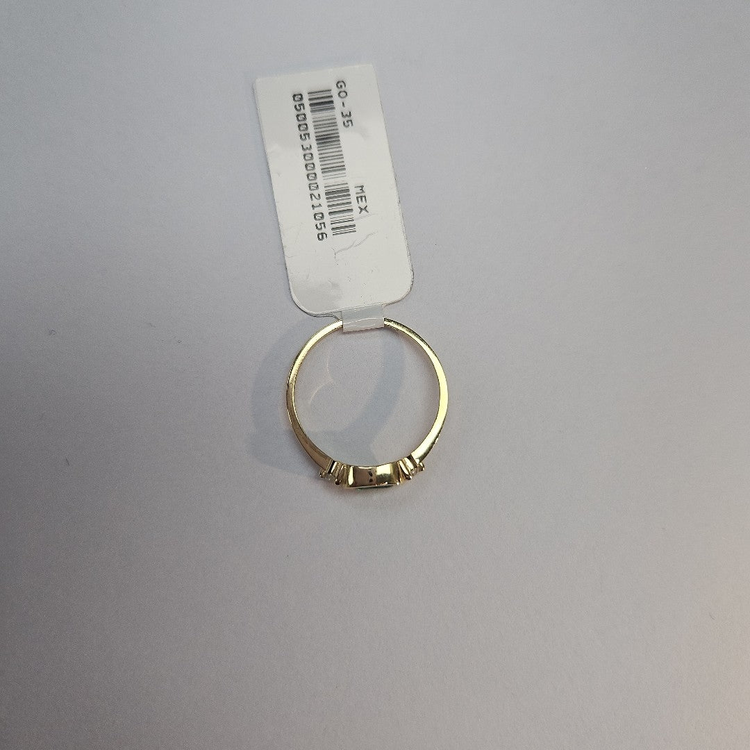 ANILLOS TEJIDO ANILLITO C CIRCONIAS Y PIEDRA VERDE 14K 7 1.1 GR (NUEVO)
