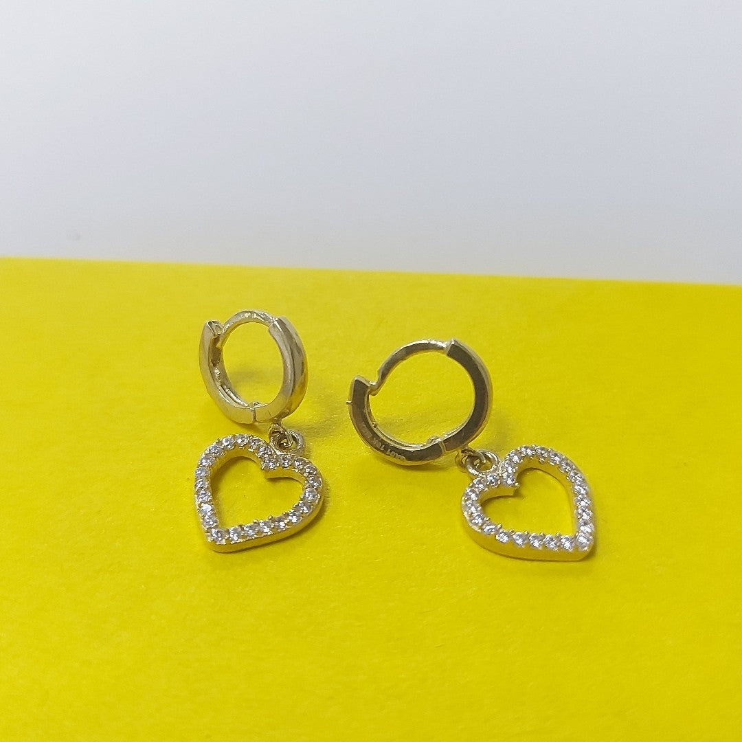 ARETES FIG CORAZON C CIRCONIAS 10K 2.6 GR (NUEVO)