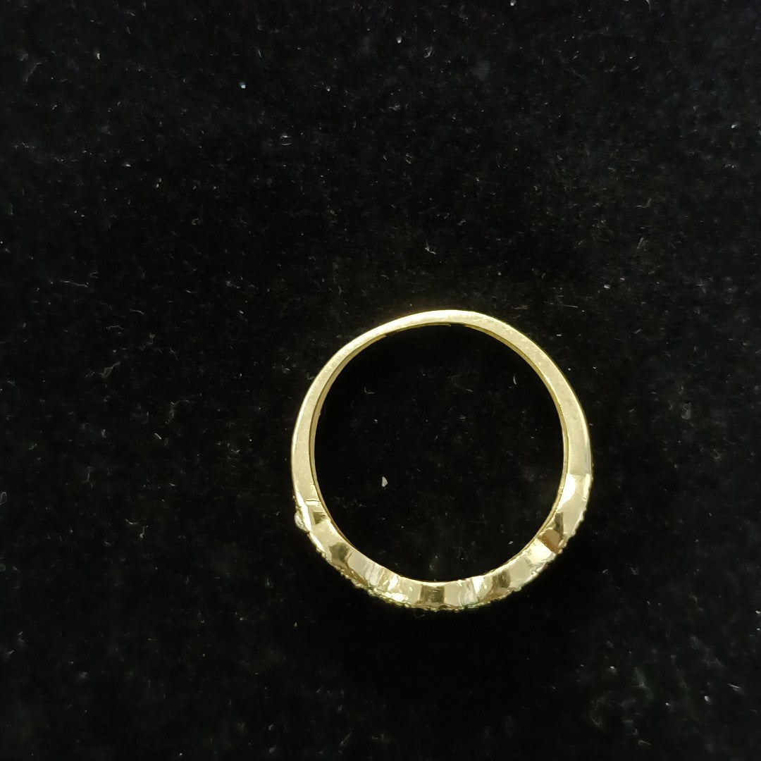 ANILLOS TRENZADO CON CIRCONIAS 14K TALLA 7 2.3 GR (NUEVO)