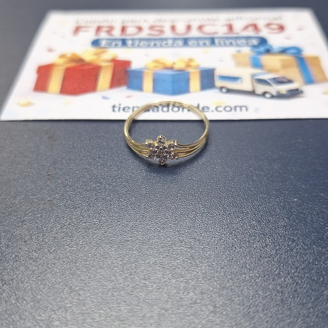 ANILLO ANILLITO FLOR C CIRCONIAS 14K 9 TALLA 1.4 GR (NUEVO)