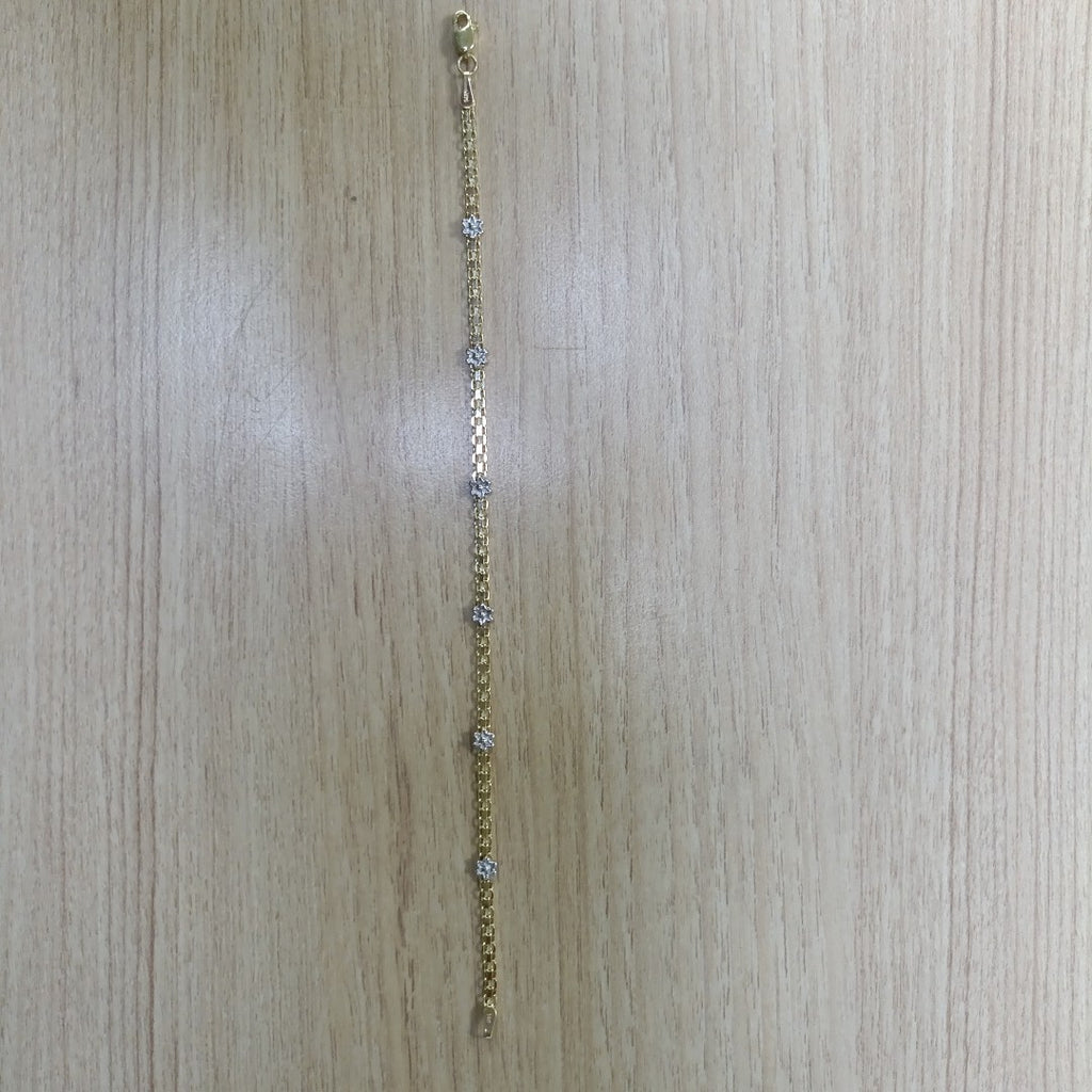 PULSERA ESPECIAL C FLORES 14K 18 CM 3 GR (NUEVO)