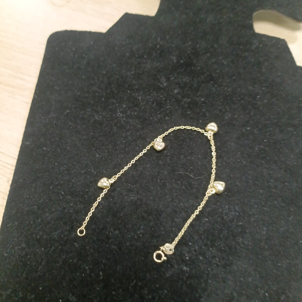 PULSERA ESP CON FIG CORAZONES 14K 18 CM 1.8 GR (NUEVO)