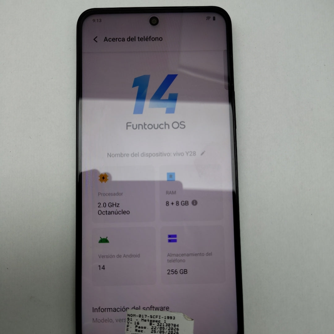 CELULAR VIVO Y28 V2352 256 GB 8 GB RAM (SEMINUEVO)