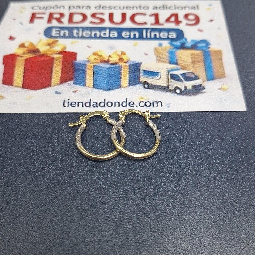 ARETES ARRACADAS COMBINADAS 14K 1.1 GR (NUEVO)