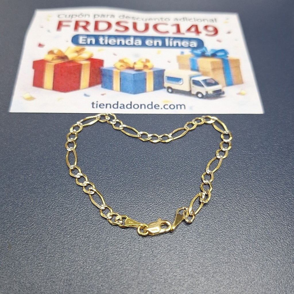 PULSERA 3X1 DIAMANTADA 14K 18 CM 2.7 GR (NUEVO)