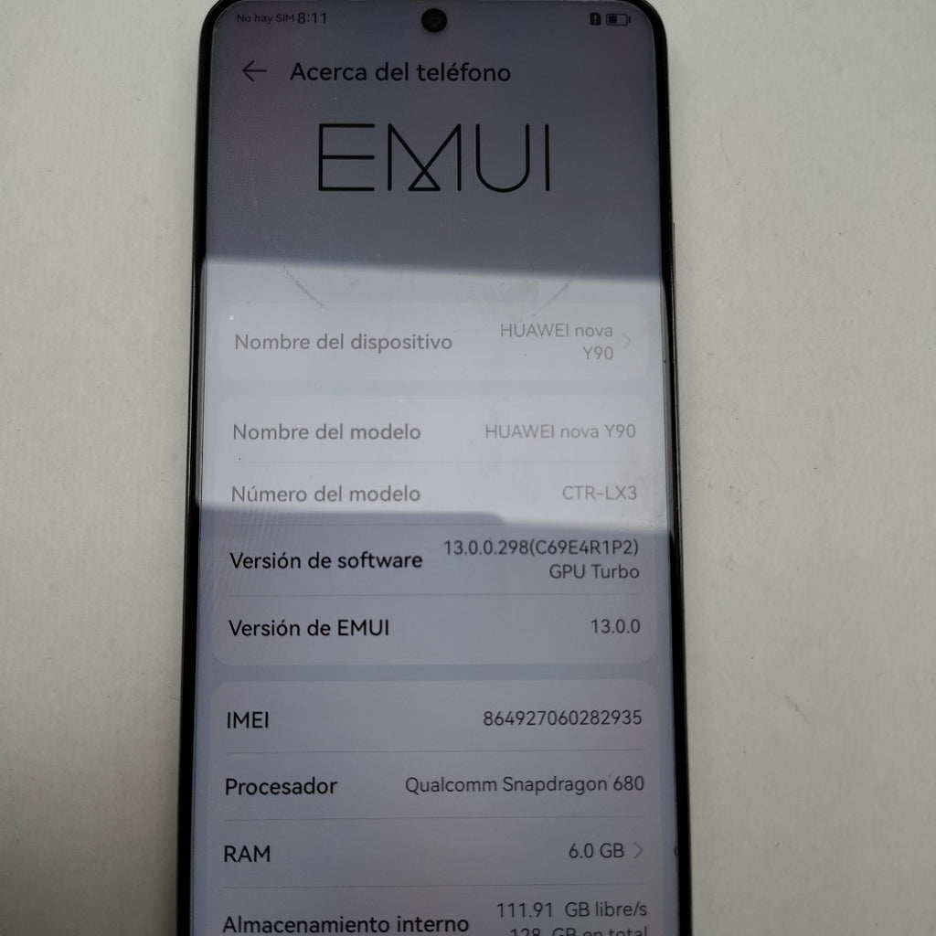 CELULAR HUAWEI NOVA Y90 CTR-LX3 128 GB 6 GB RAM (SEMINUEVO)