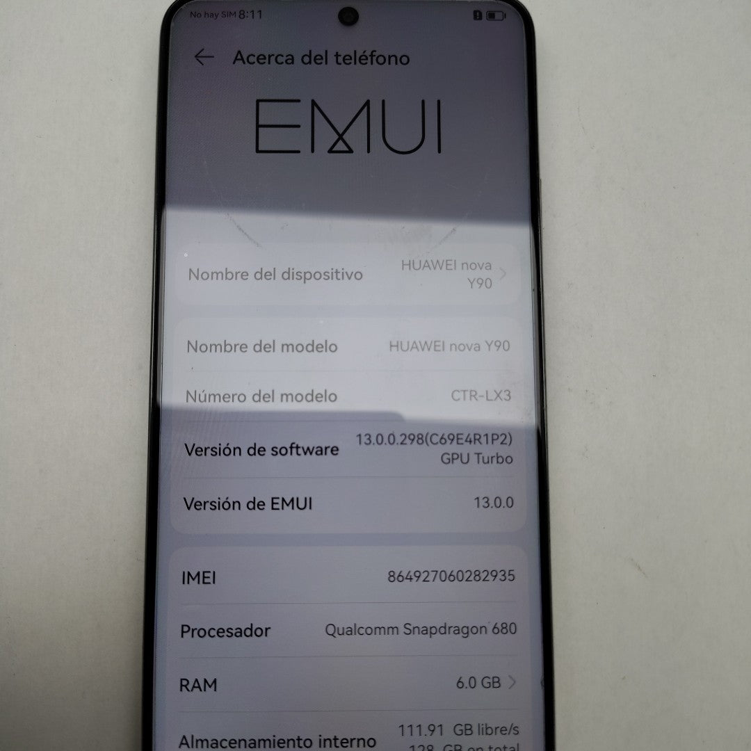 CELULAR HUAWEI NOVA Y90 CTR-LX3 128 GB 6 GB RAM (SEMINUEVO)