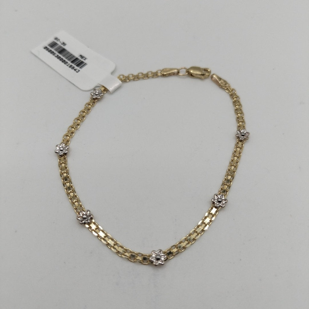 PULSERA ESPECIAL C FLORES 14K 18 CM 2.9 GR (NUEVO)