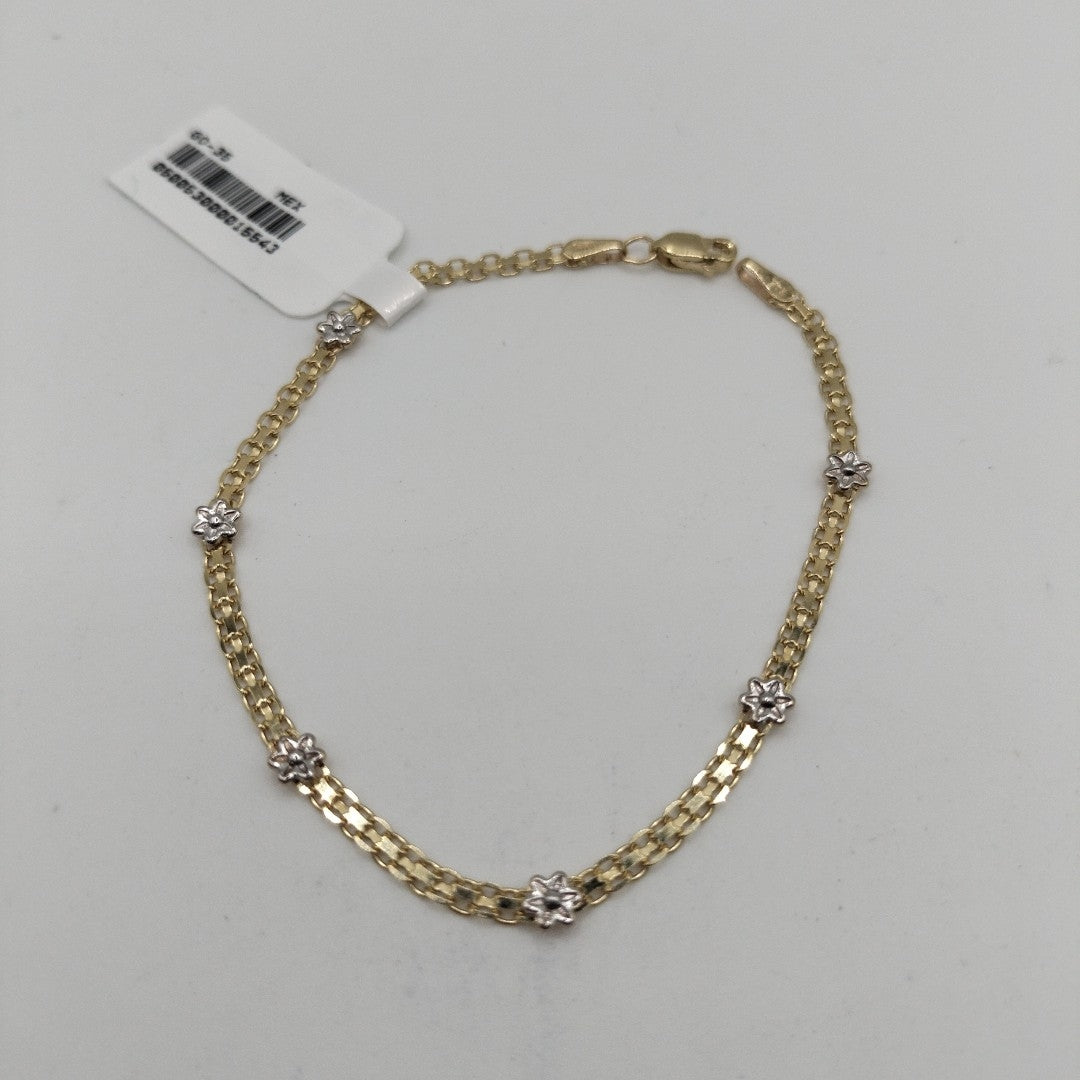 PULSERA ESPECIAL C FLORES 14K 18 CM 2.9 GR (NUEVO)