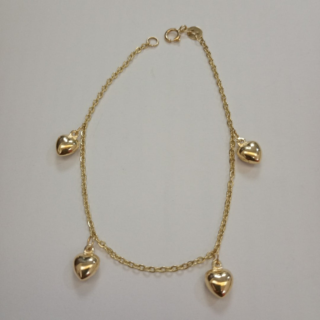 PULSERA ESP CON FIG CORAZONES 14K 18 CM 1.8 GR (NUEVO)