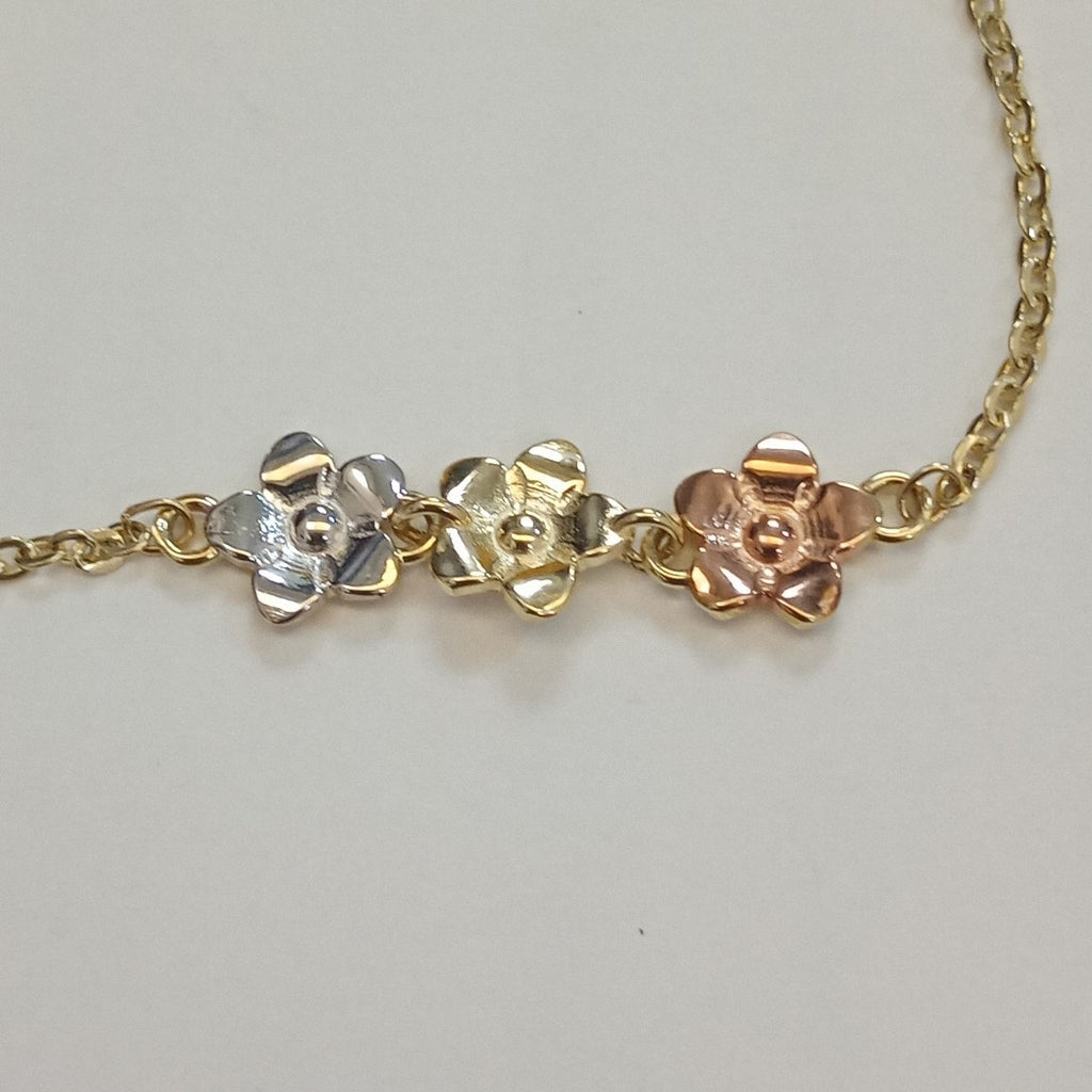 PULSERA TEJIDO ESPECIAL FIG FLORES 14K 18 CM 2 GR (NUEVO)