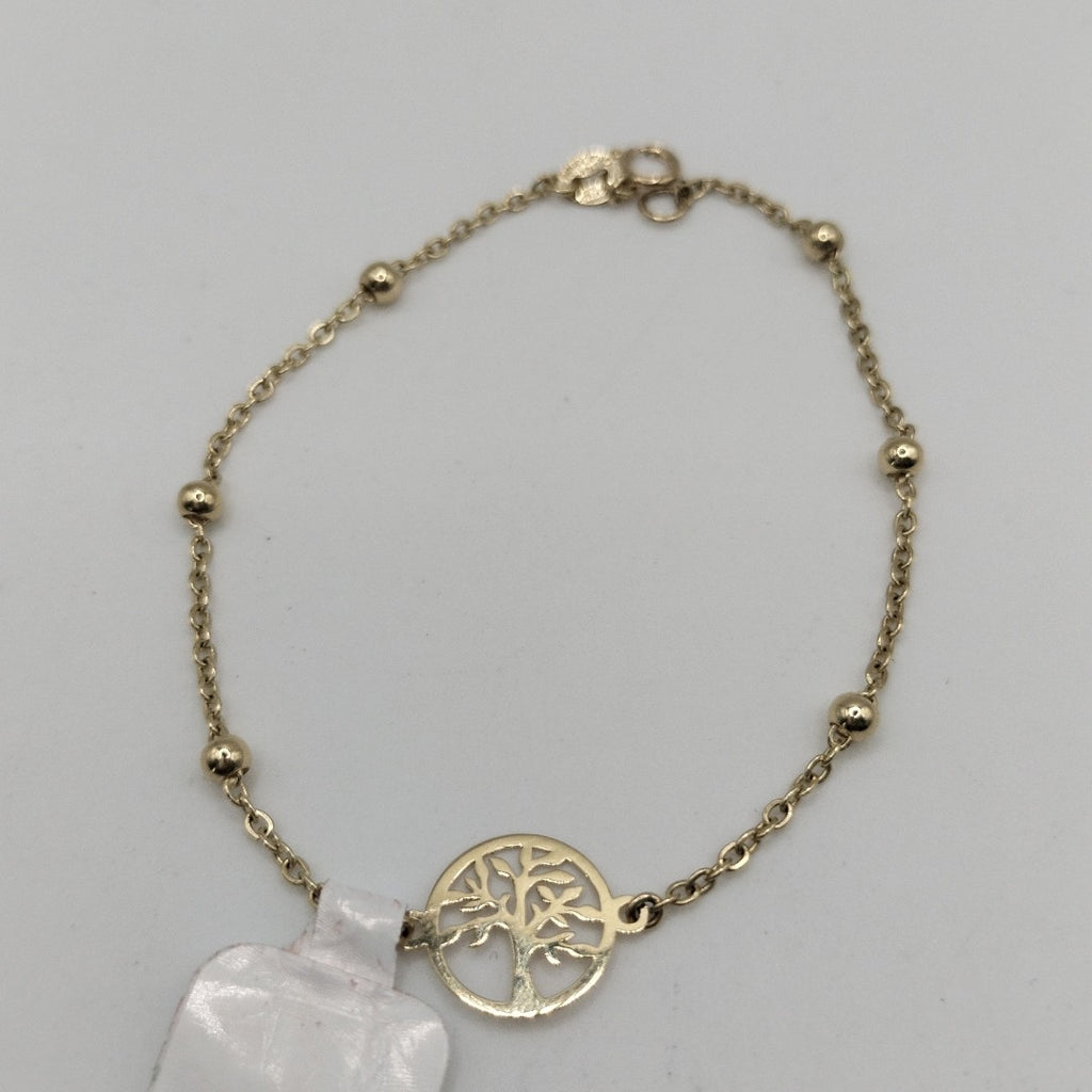 PULSERA TEJIDO ESPECIAL ARBOL 14K 18 CM 1.7 GR (NUEVO)