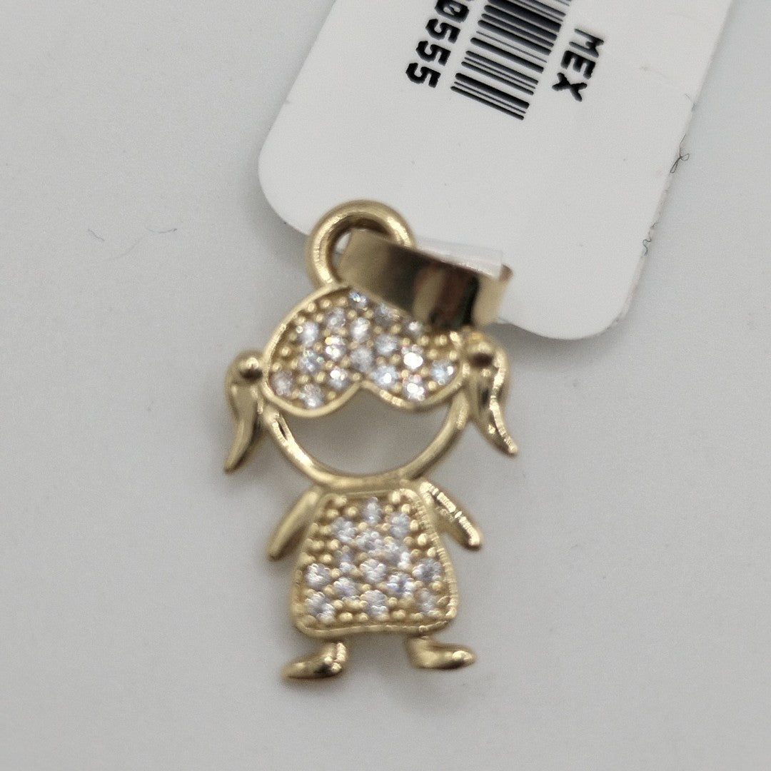 DIJE TEJIDO NIÑA CON CIRCONIAS 14K 0.9 GR (NUEVO)