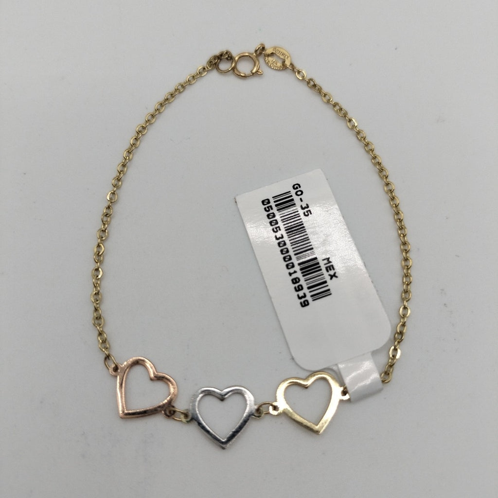 PULSERA ESPECIAL CON CORAZONES 14K 18 CM 1.4 GR (NUEVO)