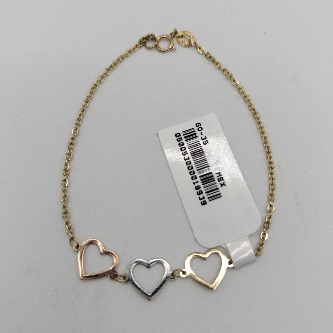 PULSERA ESPECIAL CON CORAZONES 14K 18 CM 1.4 GR (NUEVO)
