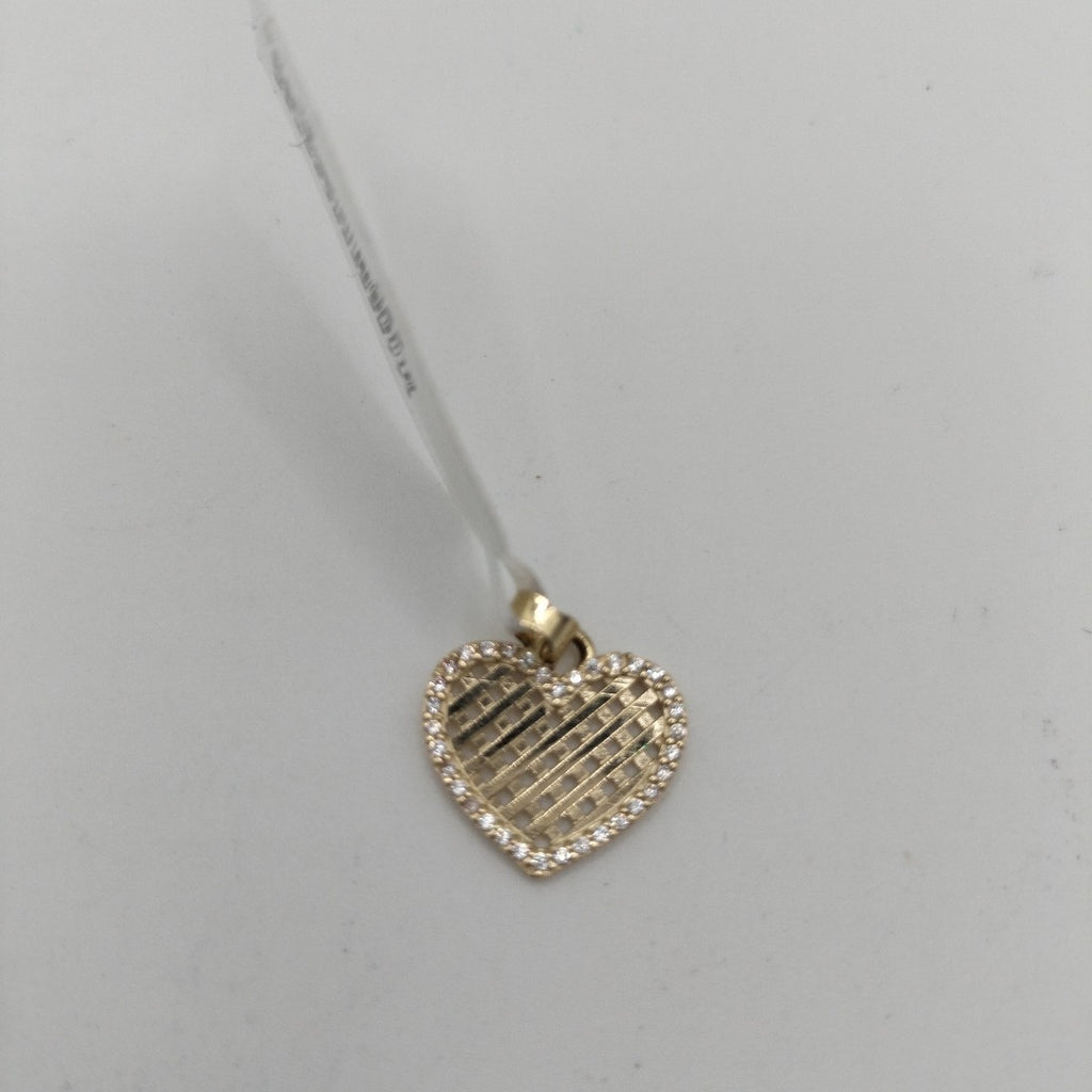 DIJE TEJIDO CORAZON CON CERCO DE CIRCONIAS 14K 1.2 GR (NUEVO)