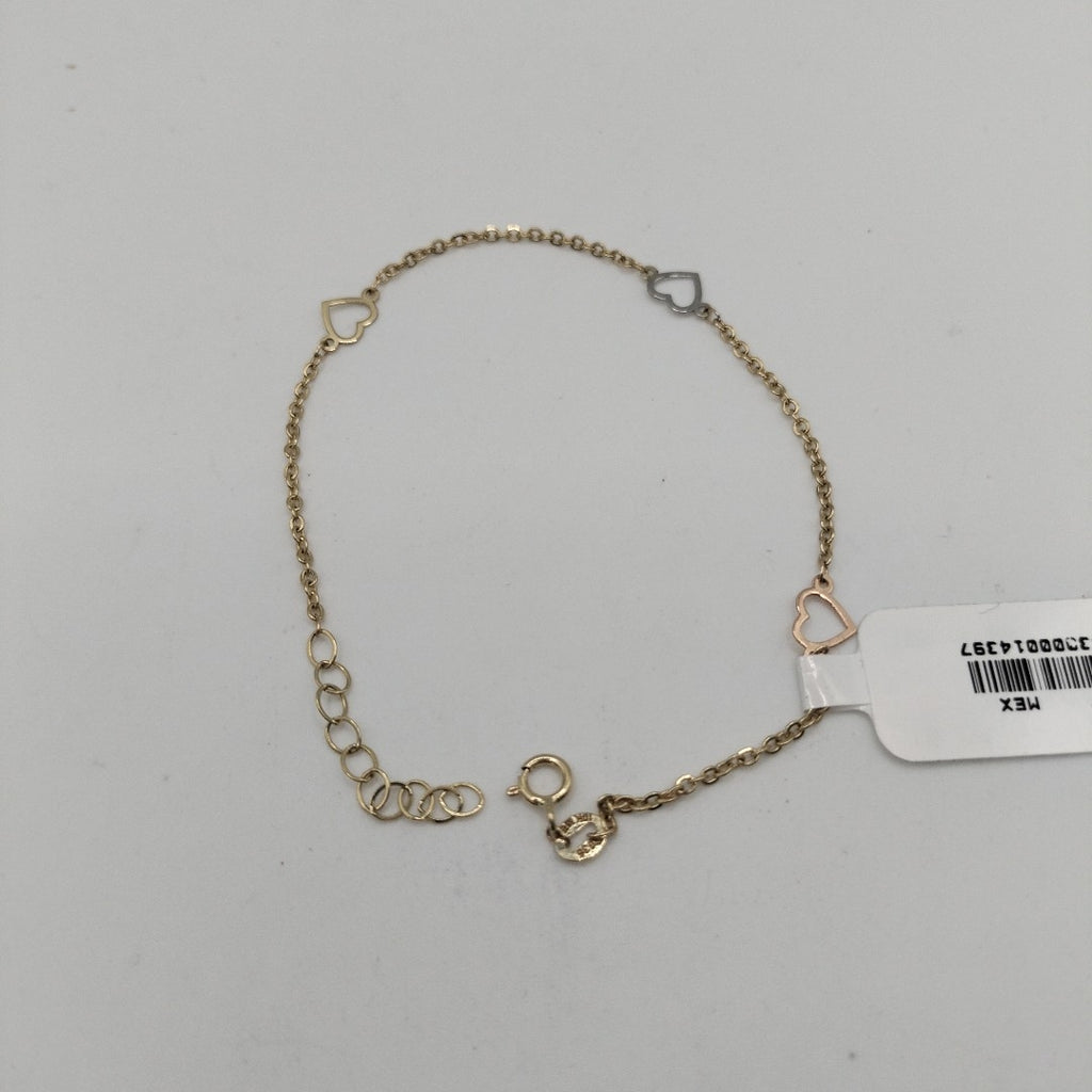 PULSERA ESPECIAL CON CORAZONES 10K 18 CM 1.2 GR (NUEVO)