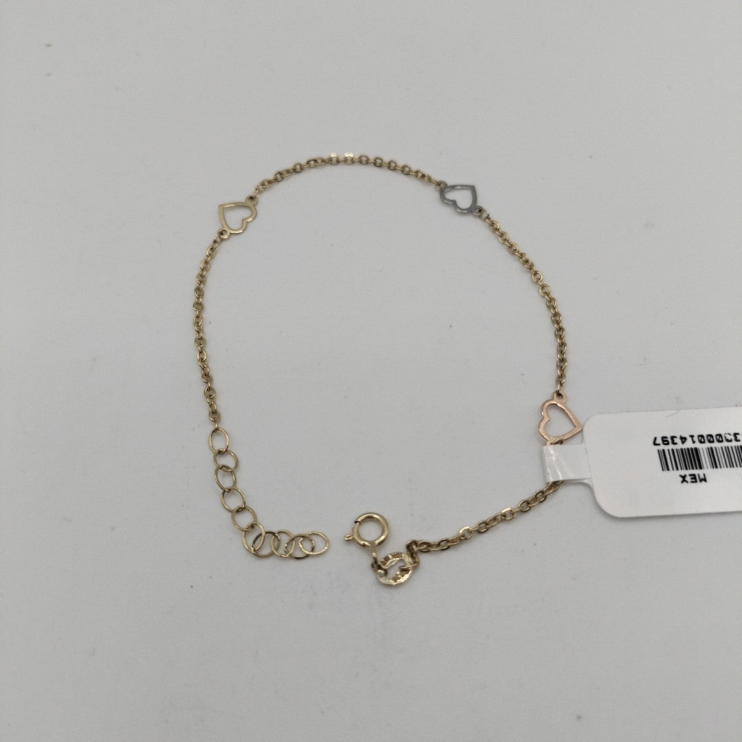 PULSERA ESPECIAL CON CORAZONES 10K 18 CM 1.2 GR (NUEVO)