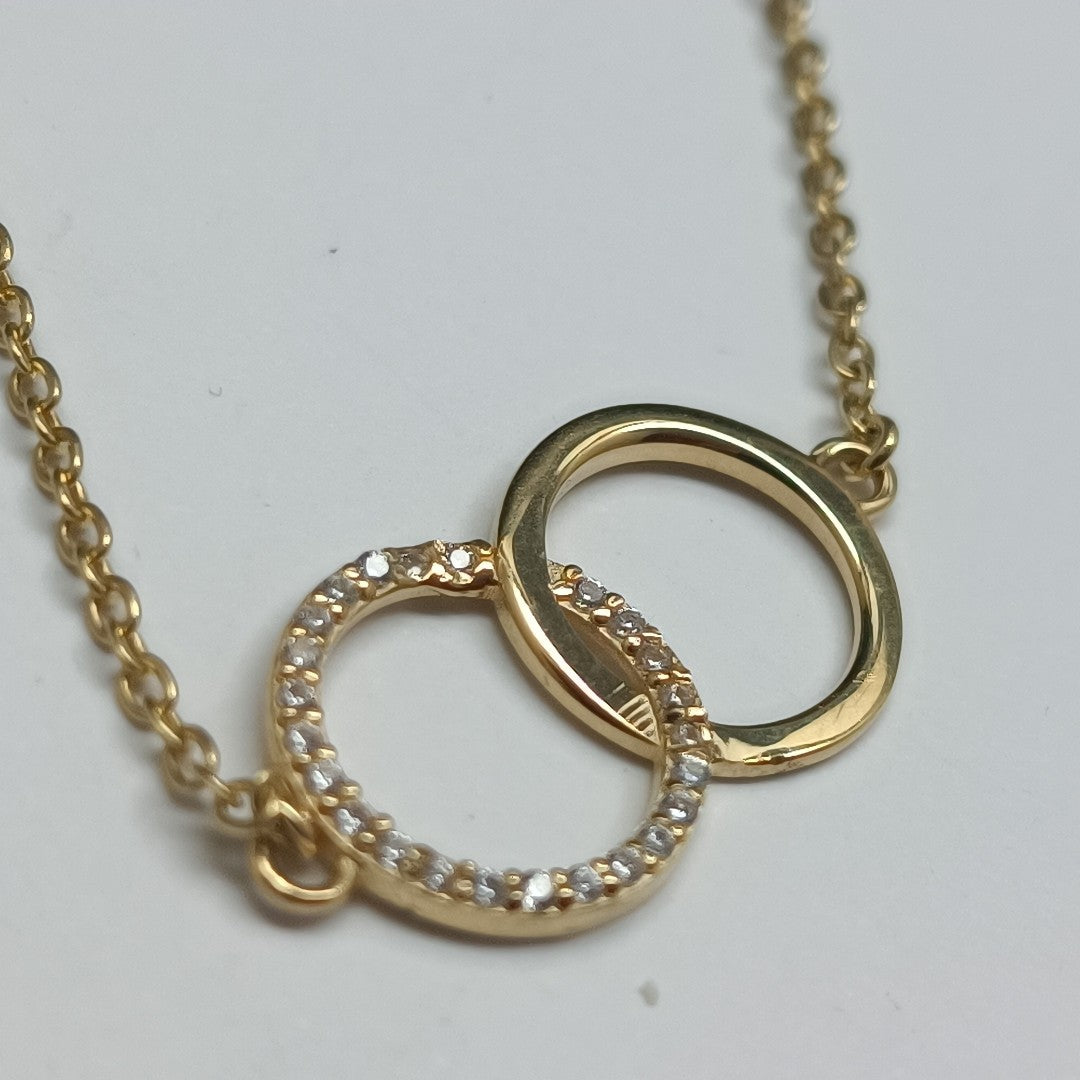 PULSERA TEJIDO ESPECIAL FIG AROS UNIDOS C CIRCS 14K 18 CM 2 GR (NUEVO)