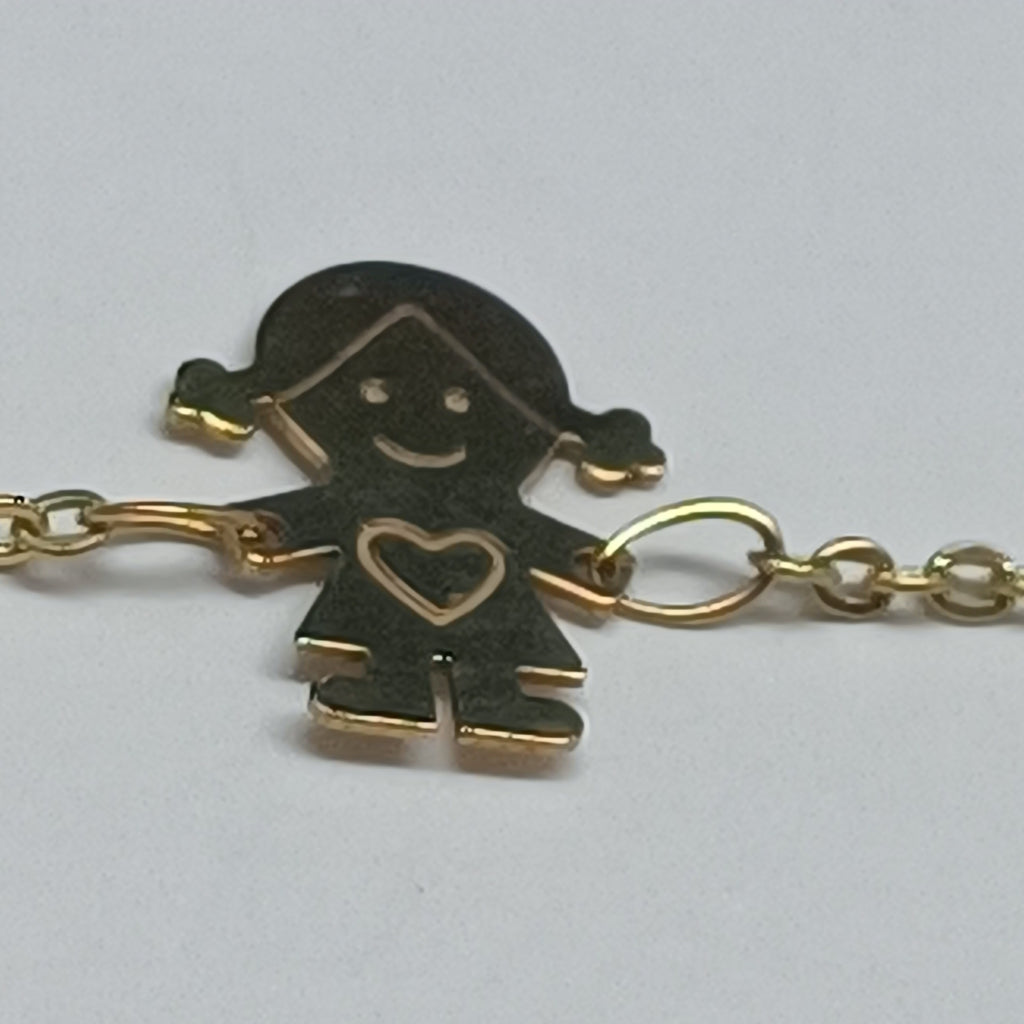 PULSERA ESP CON DIJE DE NIÑA 14K 18 CM 1.4 GR (NUEVO)