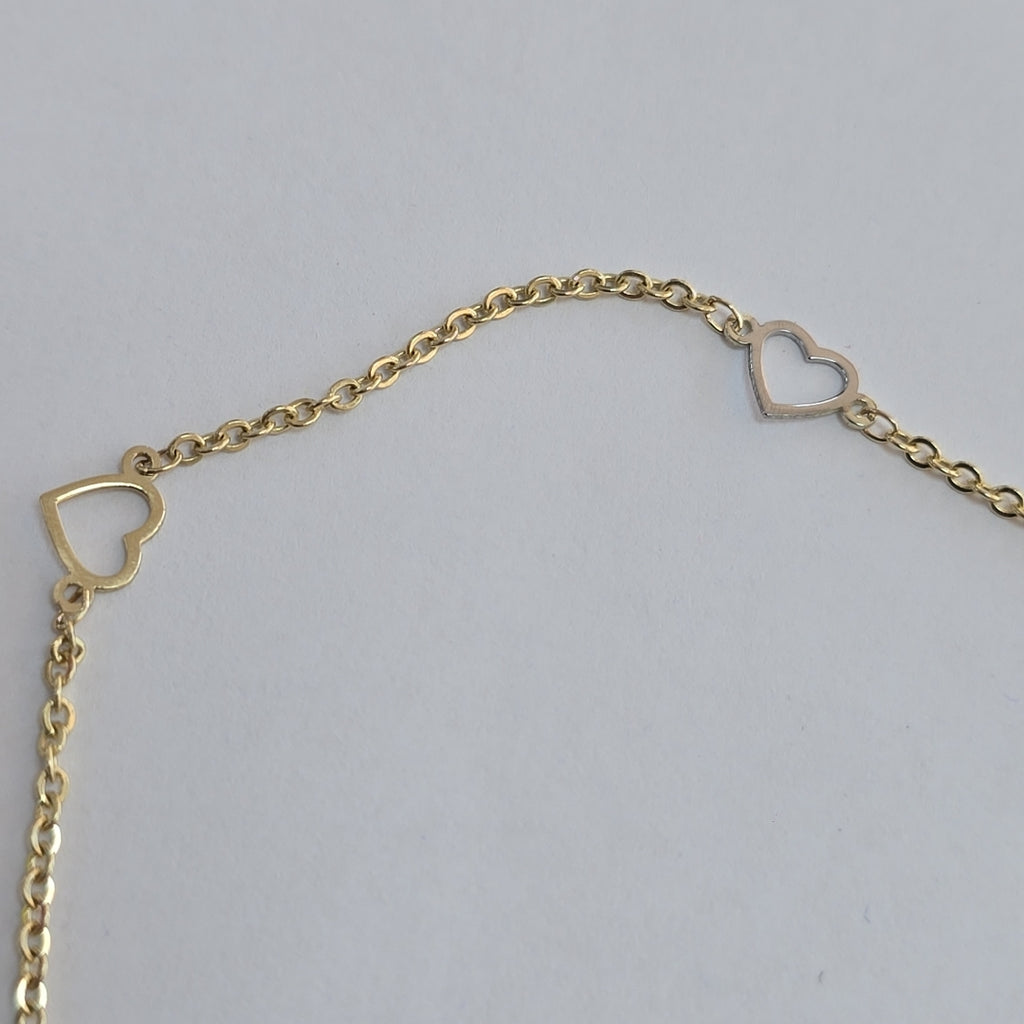 PULSERA ESPECIAL CON CORAZONES 10K 18 CM 1.2 GR (NUEVO)