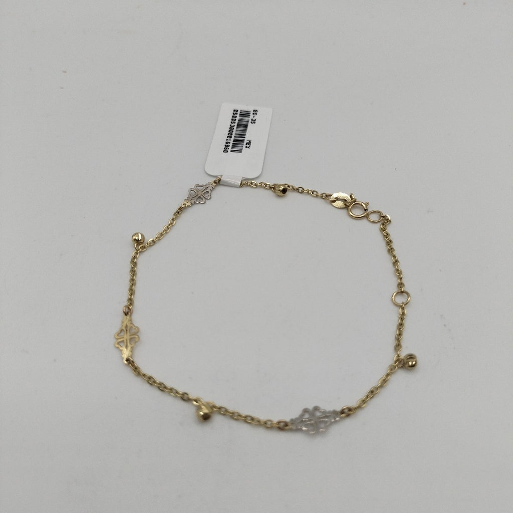 PULSERA ESPECIAL CON TREBOL 14K 18 CM 1.8 GR (NUEVO)