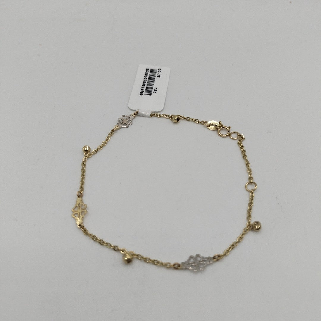 PULSERA ESPECIAL CON TREBOL 14K 18 CM 1.8 GR (NUEVO)