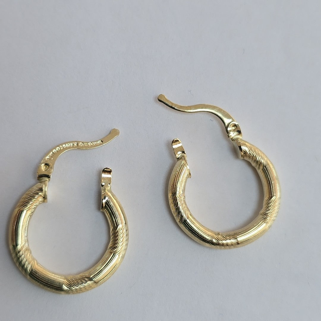 ARETES TEJIDO ARRACADAS CON DISEÑO 14K 2.6 GR (NUEVO)