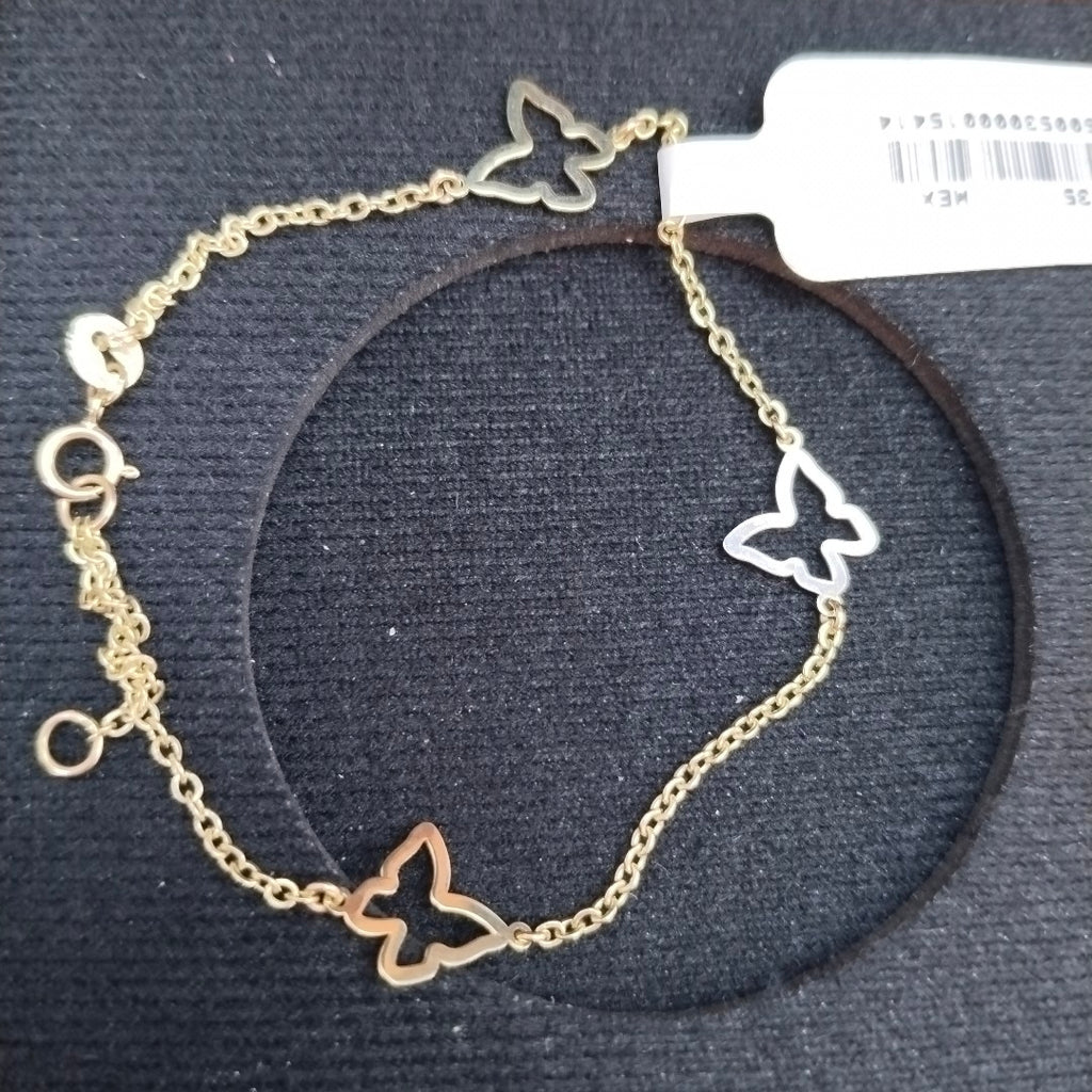 PULSERA ESPECIAL C MARIPOSAS 14K 18 CM 1.7 GR (NUEVO)