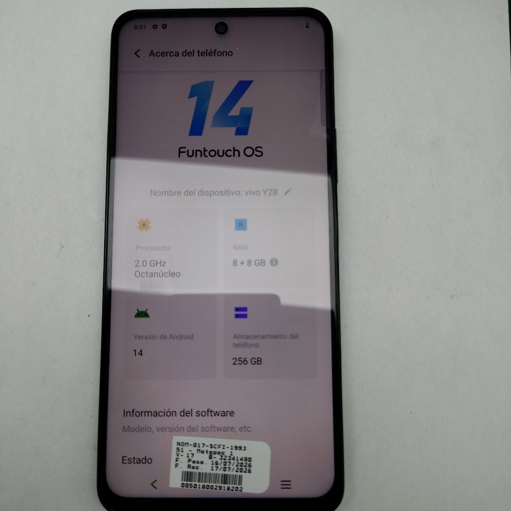 CELULAR VIVO Y28 V2352 256 GB 8 GB RAM (SEMINUEVO)