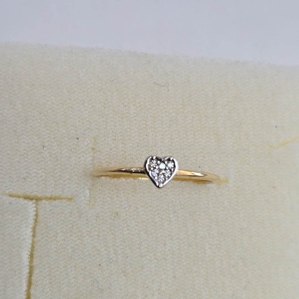 ANILLO ANILLITO CORAZON C CIRCONIA 14K 7 TALLA 0.8 GR (NUEVO)