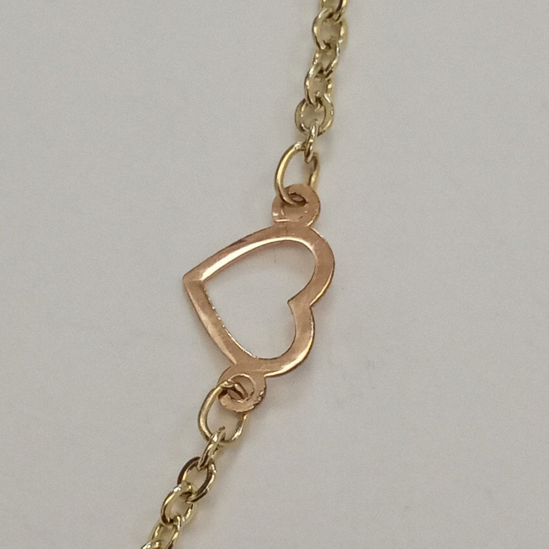 PULSERA ESPECIAL CON CORAZONES 14K 18 CM 1.3 GR (NUEVO)