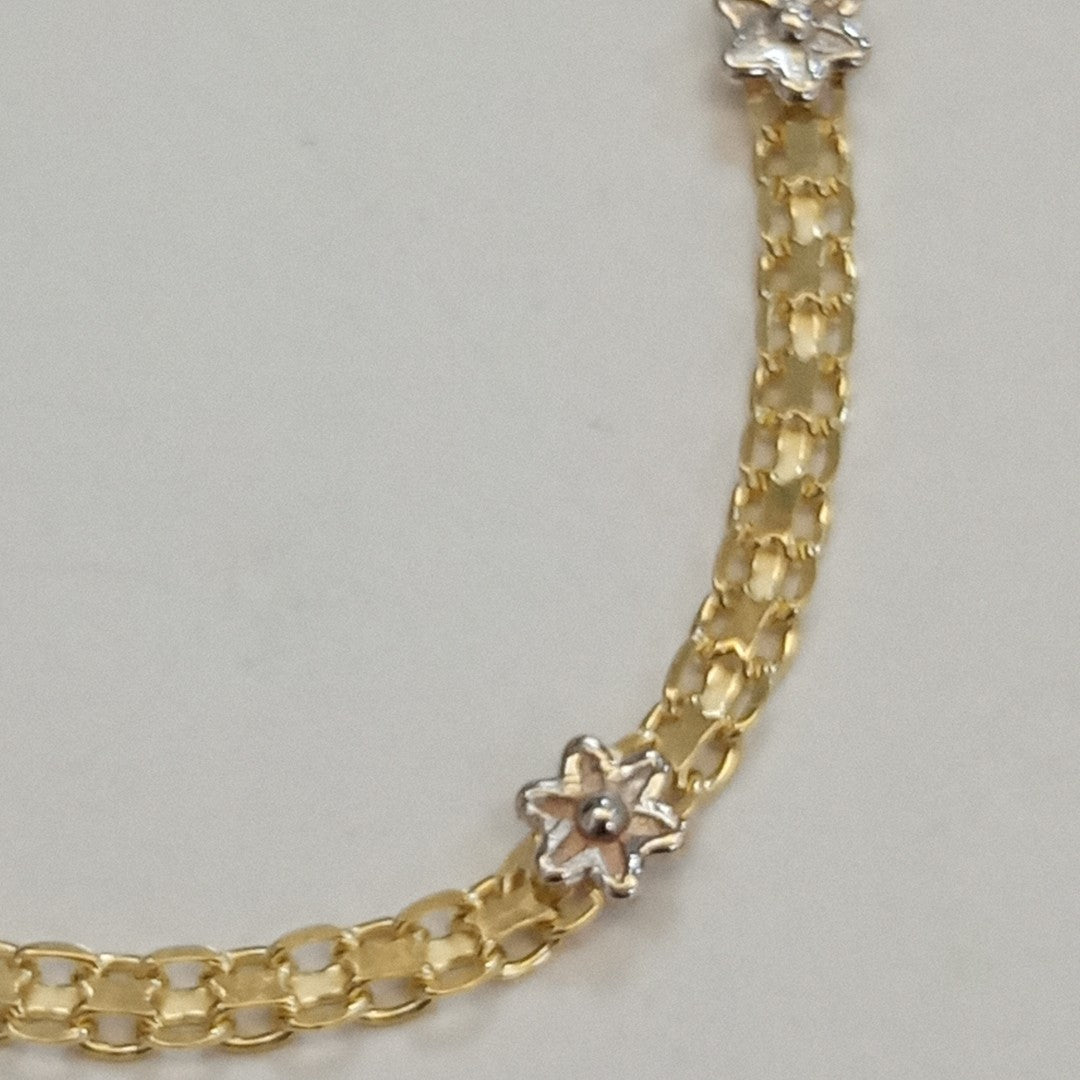 PULSERA ESPECIAL C FLORES 14K 18 CM 3 GR (NUEVO)
