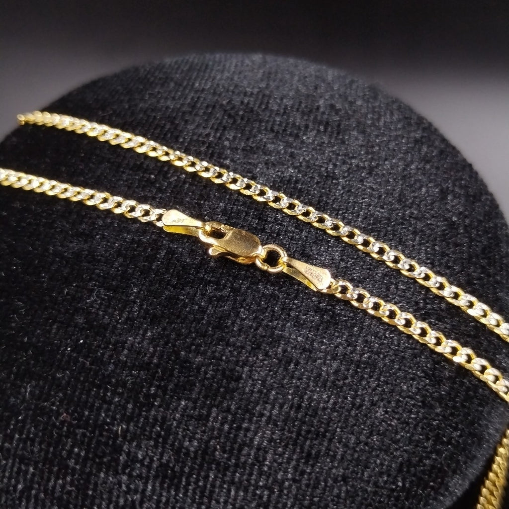 CADENAS BARBADA DIAMANTADA ORO 14K 55 CM 5.7 GR (NUEVO)