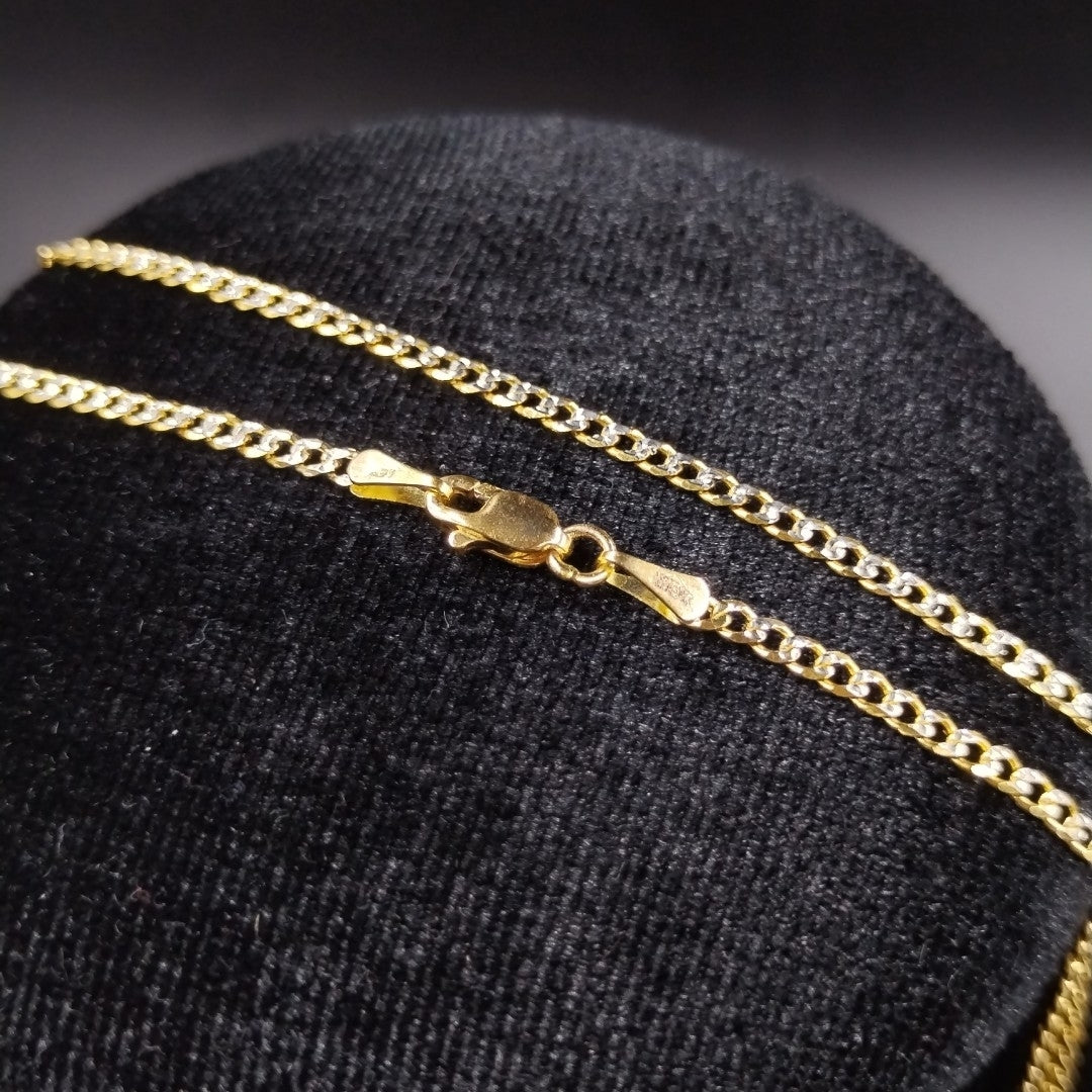 CADENAS BARBADA DIAMANTADA ORO 14K 55 CM 5.7 GR (NUEVO)