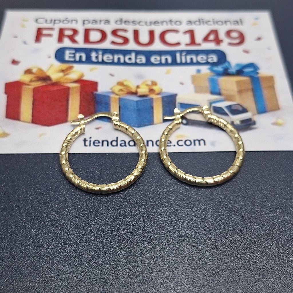 ARETES ARRACADAS LABRADAS 14K 3.3 GR (NUEVO)