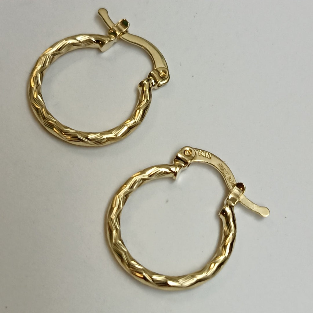 ARETES ARRACADAS TRENZADAS 14K 18 1.6 GR (NUEVO)