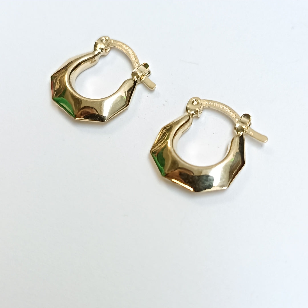 ARETES TEJIDO ARRACADA FACETADA 14K 1.3 GR (NUEVO)