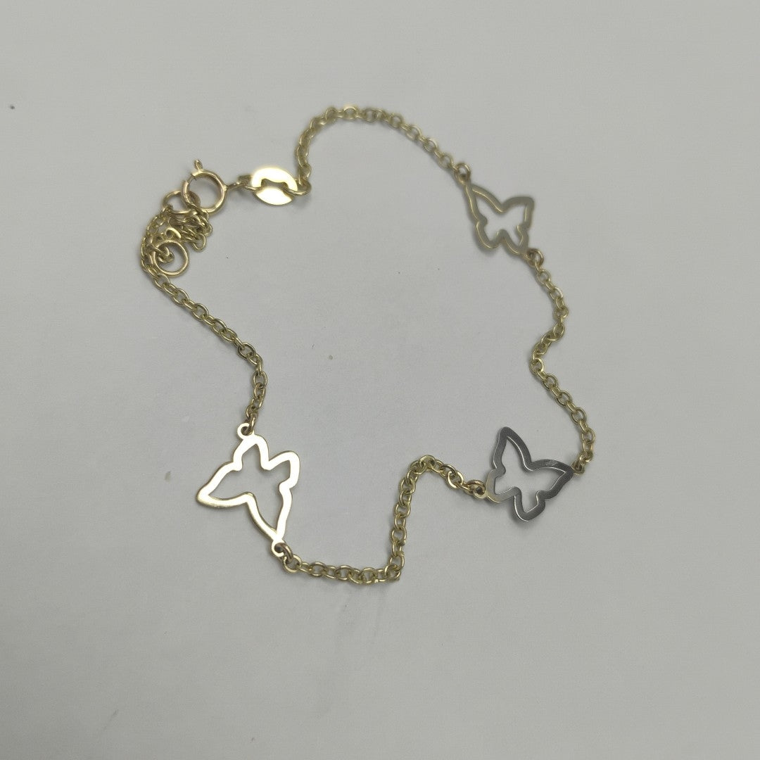 PULSERA ESPECIAL C MARIPOSAS 14K 18 CM 1.7 GR (NUEVO)