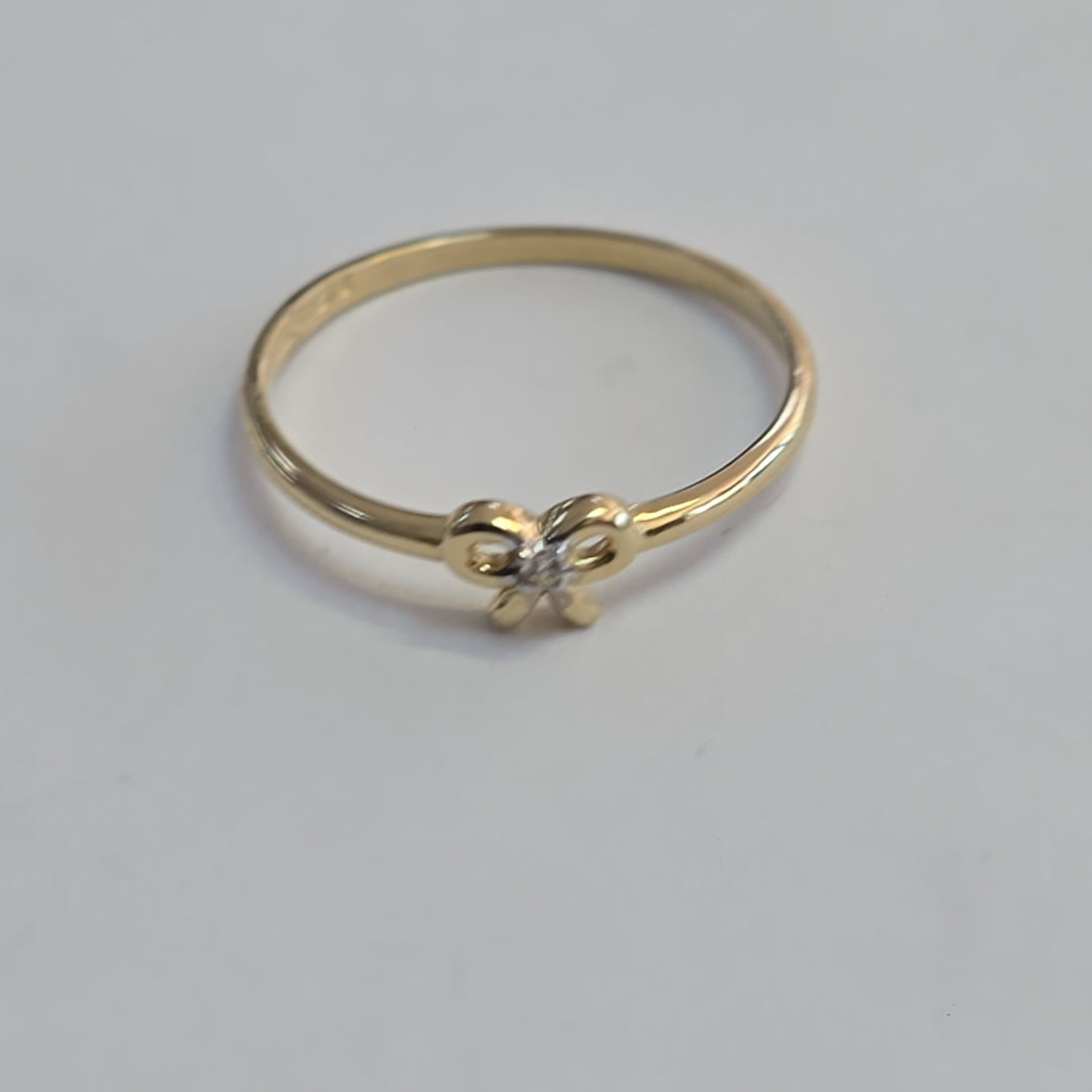 ANILLO ANILLITO FIG MOÑO C CIRCONIAS 14K 7 TALLA 0.9 GR (NUEVO)