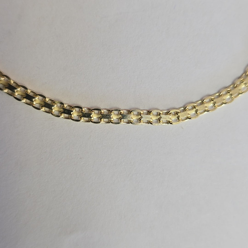 PULSERA TEJIDO ESPECIAL CON INFINITO Y CIRCONIAS 14K 18 CM 3.4 GR (NUEVO)