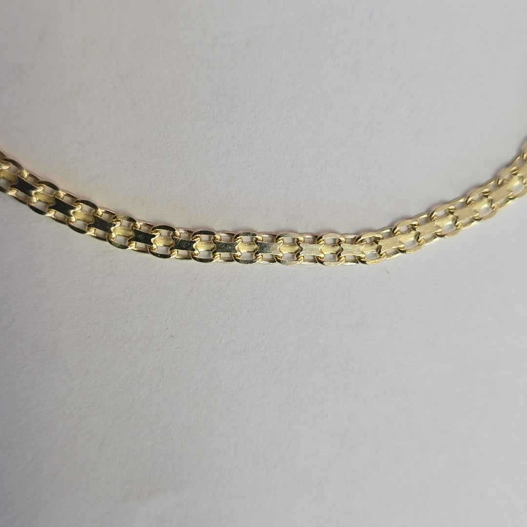 PULSERA TEJIDO ESPECIAL CON INFINITO Y CIRCONIAS 14K 18 CM 3.4 GR (NUEVO)