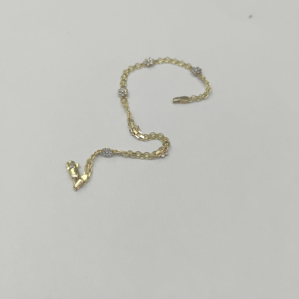 PULSERA ESPECIAL C FLORES 14K 18 CM 2.9 GR (NUEVO)