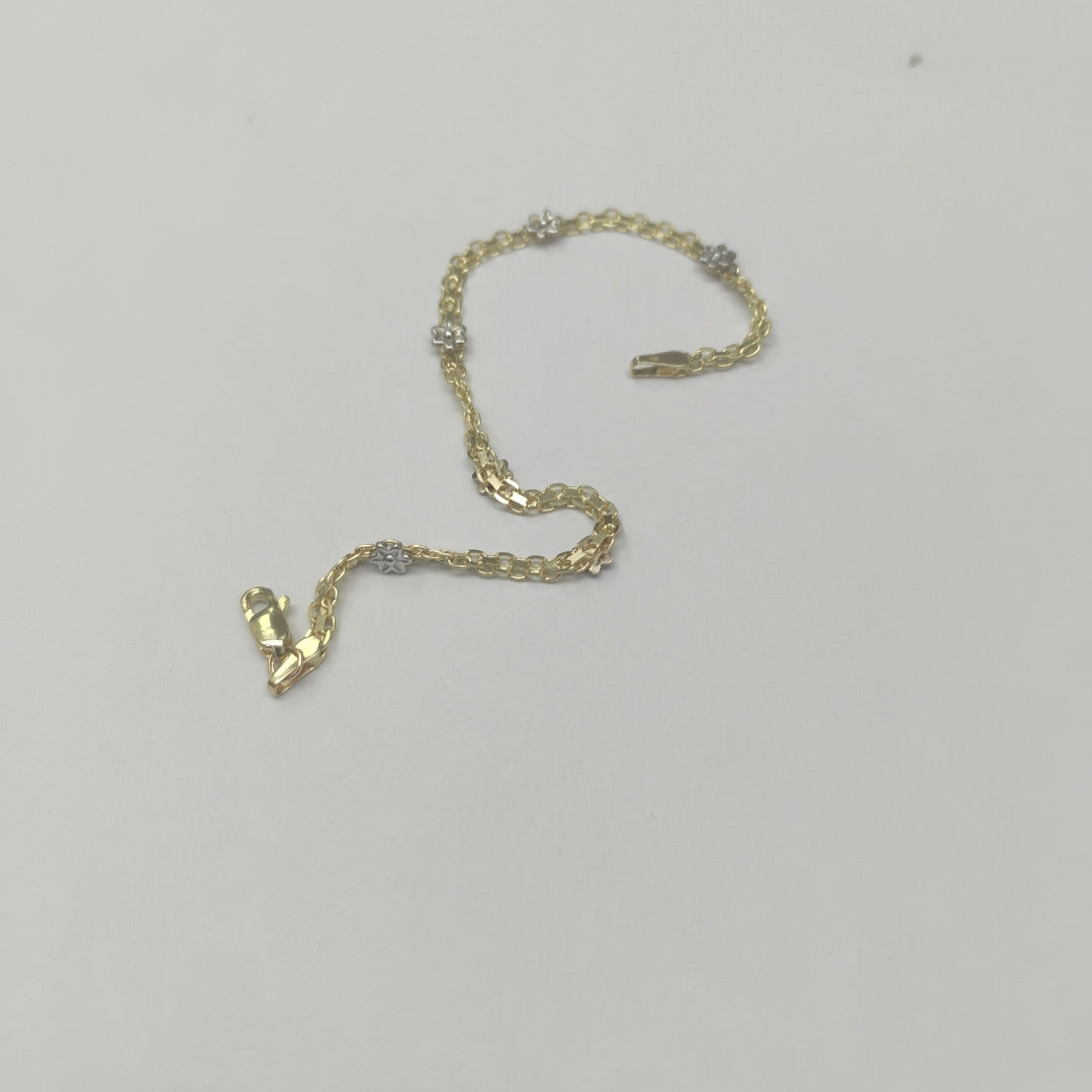 PULSERA ESPECIAL C FLORES 14K 18 CM 2.9 GR (NUEVO)