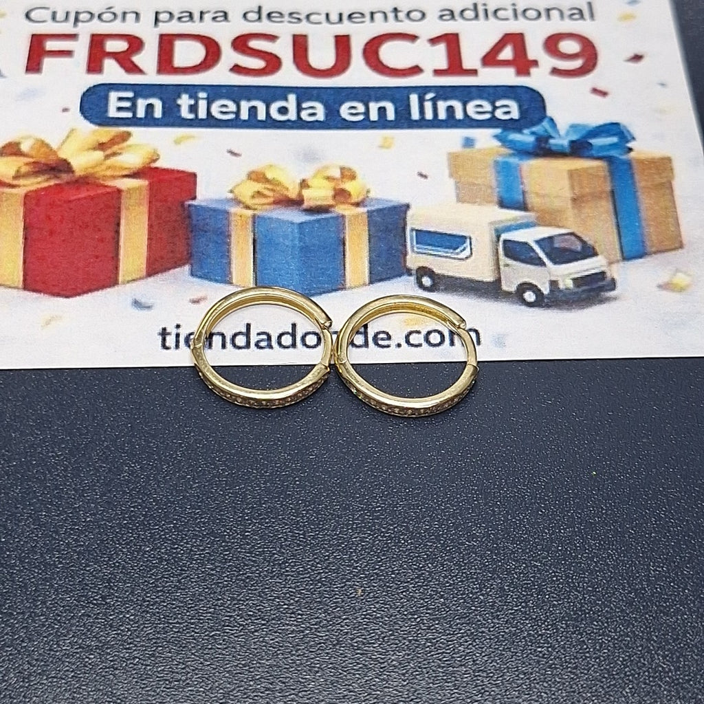 ARETES HUGGIES C CIRCONIA 14K 1.8 GR (NUEVO)