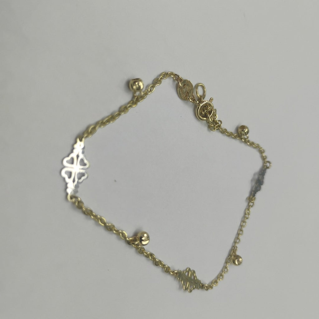 PULSERA ESPECIAL CON TREBOL 14K 18 CM 1.8 GR (NUEVO)